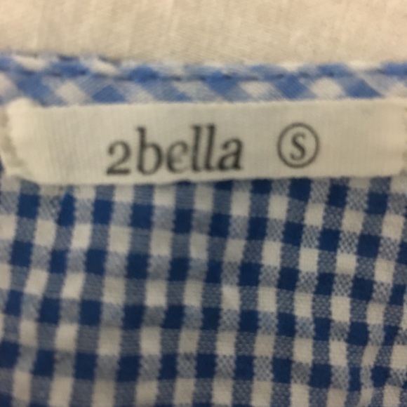 2BELLA  BLUE/White GINGHAM WRAP BLOUSE SMALL NWOT - Picture 6 of 6
